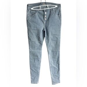 OLD NAVY Mid-Rise Button Fly Railroad Stripe Rockstar Super Skinny Denim Jeans